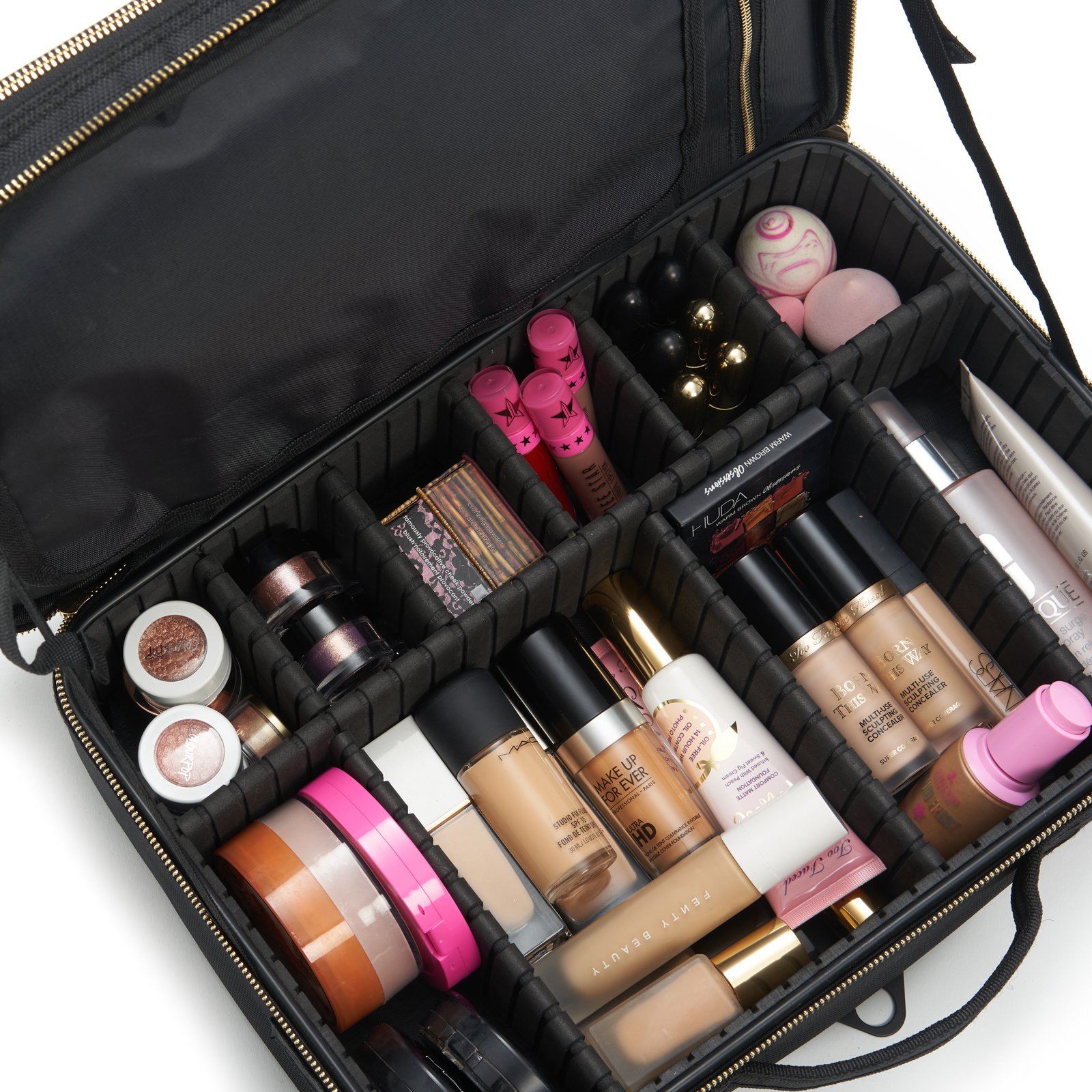 Makeup Bag, Portable Travel Cosmetic Bag Double-sided Makeup Case Orga